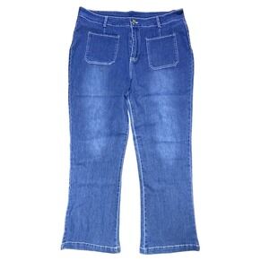 Denim Jeans Wide‎ Leg High Waist Pockets Blue 3XL